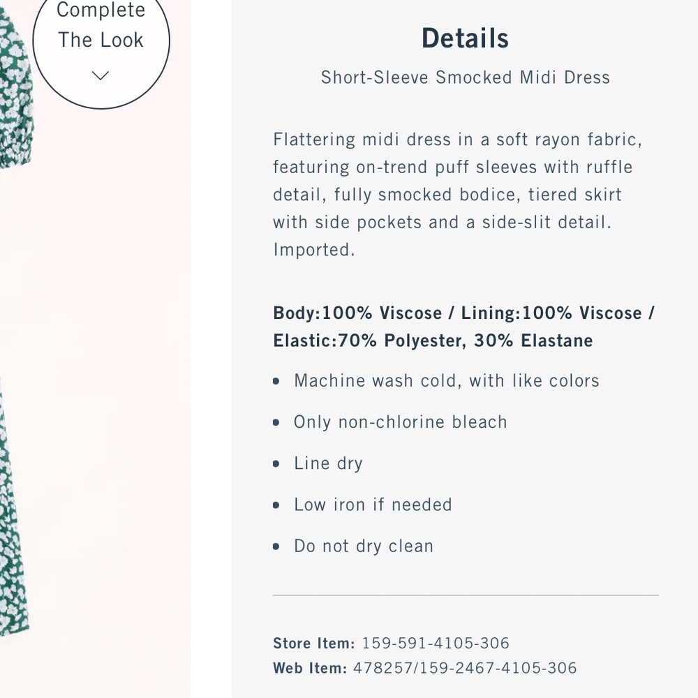 Abercrombie & Fitch Women’s Green Floral Print Short-Sleeve Smocked Midi Dress - Picture 7 of 10